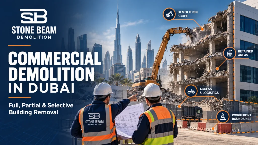Commercial demolition planning for a Dubai commercial building
