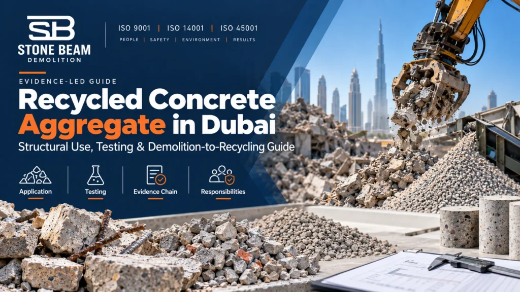 Recycled concrete aggregate produced from separated concrete demolition waste in Dubai