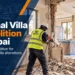 Internal villa demolition in Dubai showing selective wall removal and controlled demolition inside a villa