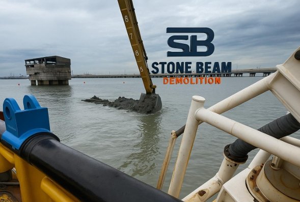 Marine Demolition in Dubai – Demolition on Islands and Over Water with Waves, Tides and Currents Stone Beam for Marine Demolition in Dubai