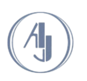 الصفحة الرئيسية شعار مجموعة الجابر الذي يتألف من الحروف الأولى ”AJ“ باللون الأزرق داخل إطار دائري.