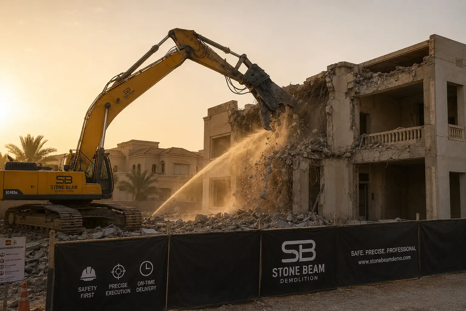 Demolition Company Dubai Controlled Demolition Action Shot