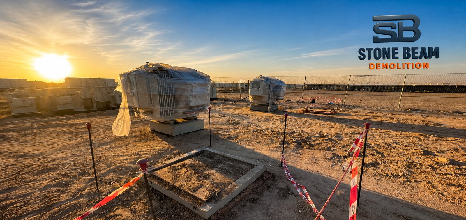 Tank demolition in Dubai showing controlled industrial dismantling, heavy equipment and safe removal operations