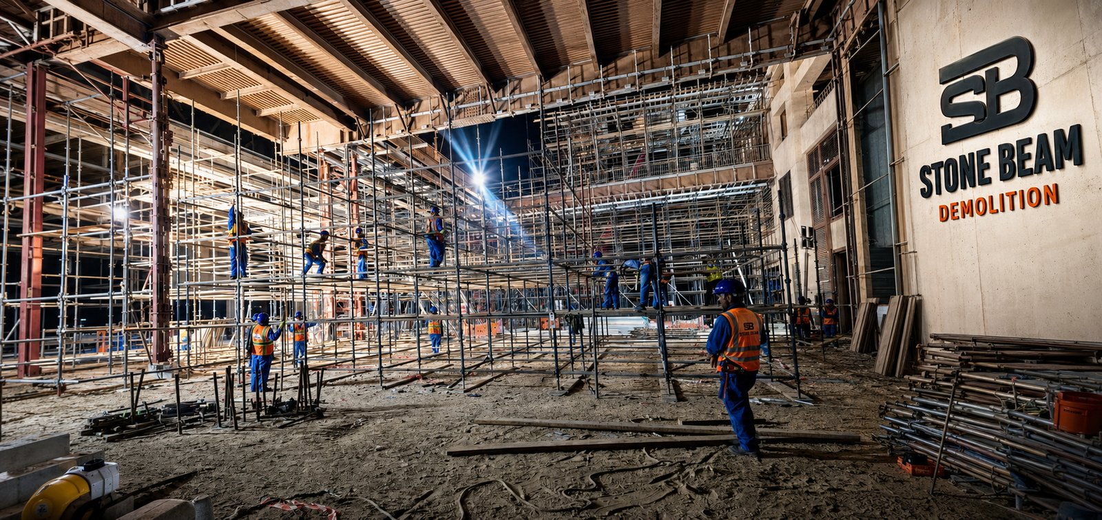 Bridge demolition in Dubai showing controlled concrete removal and specialist demolition activities for infrastructure structures