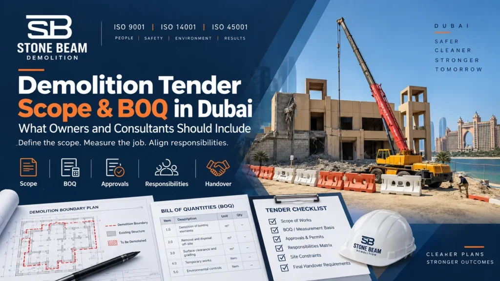 Demolition tender scope and BOQ planning in Dubai for owners and consultants