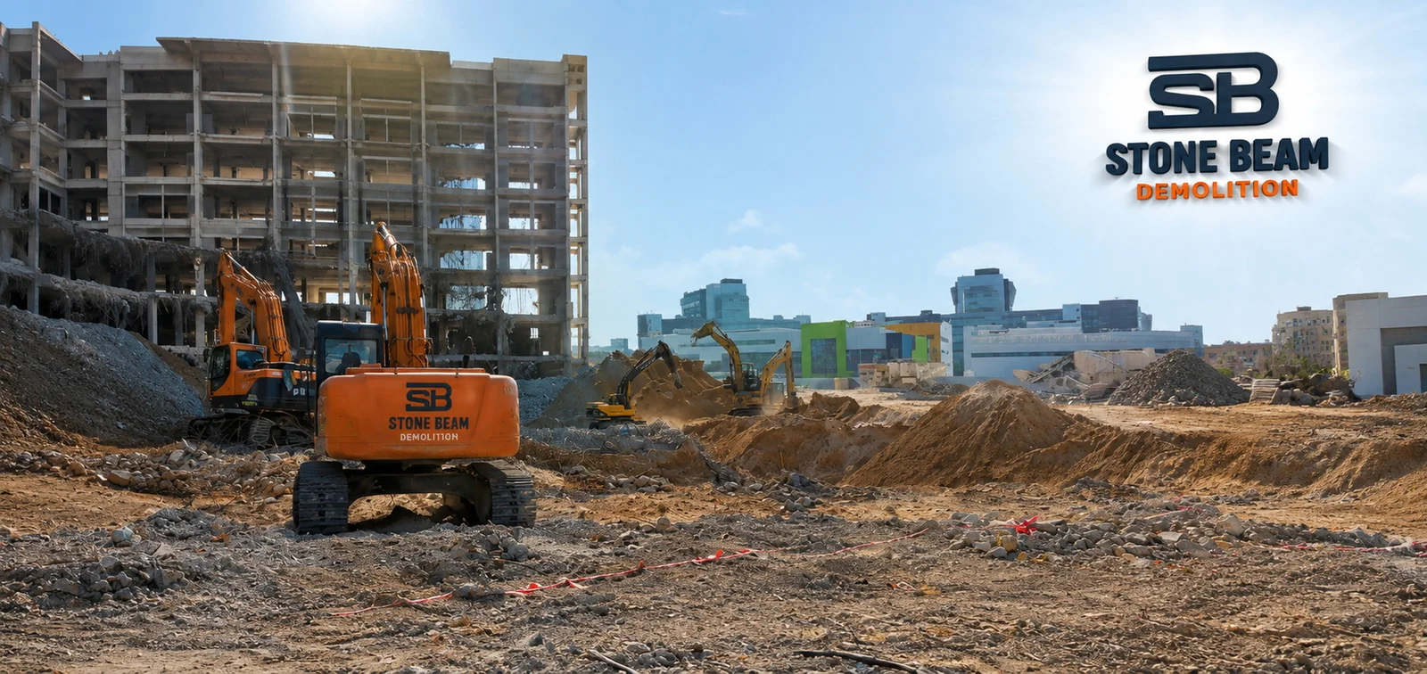 High-Rise Demolition in Dubai With Structural Removal Activities High-rise demolition in Dubai showing structural removal activities, demolition equipment and controlled building dismantling works