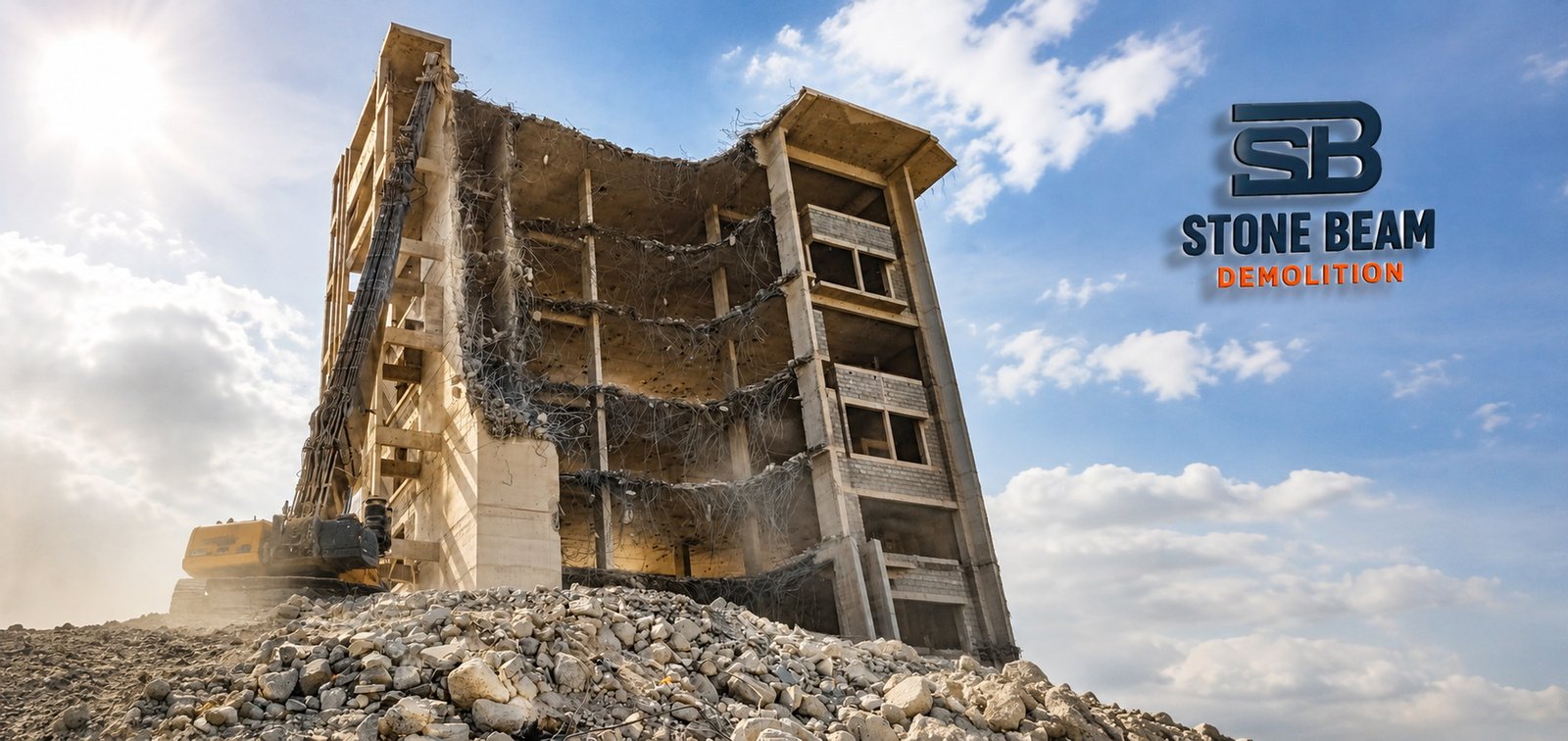 Infrastructure Demolition in Dubai With Controlled Structural Removal Infrastructure demolition in Dubai showing controlled structural removal, heavy equipment and organised demolition site operations