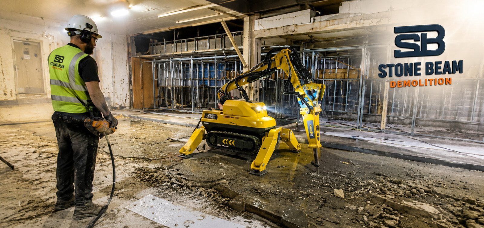 Industrial Demolition Quotation Boundaries in Dubai Industrial demolition quotation planning in Dubai showing equipment scope, access review and controlled demolition operations
