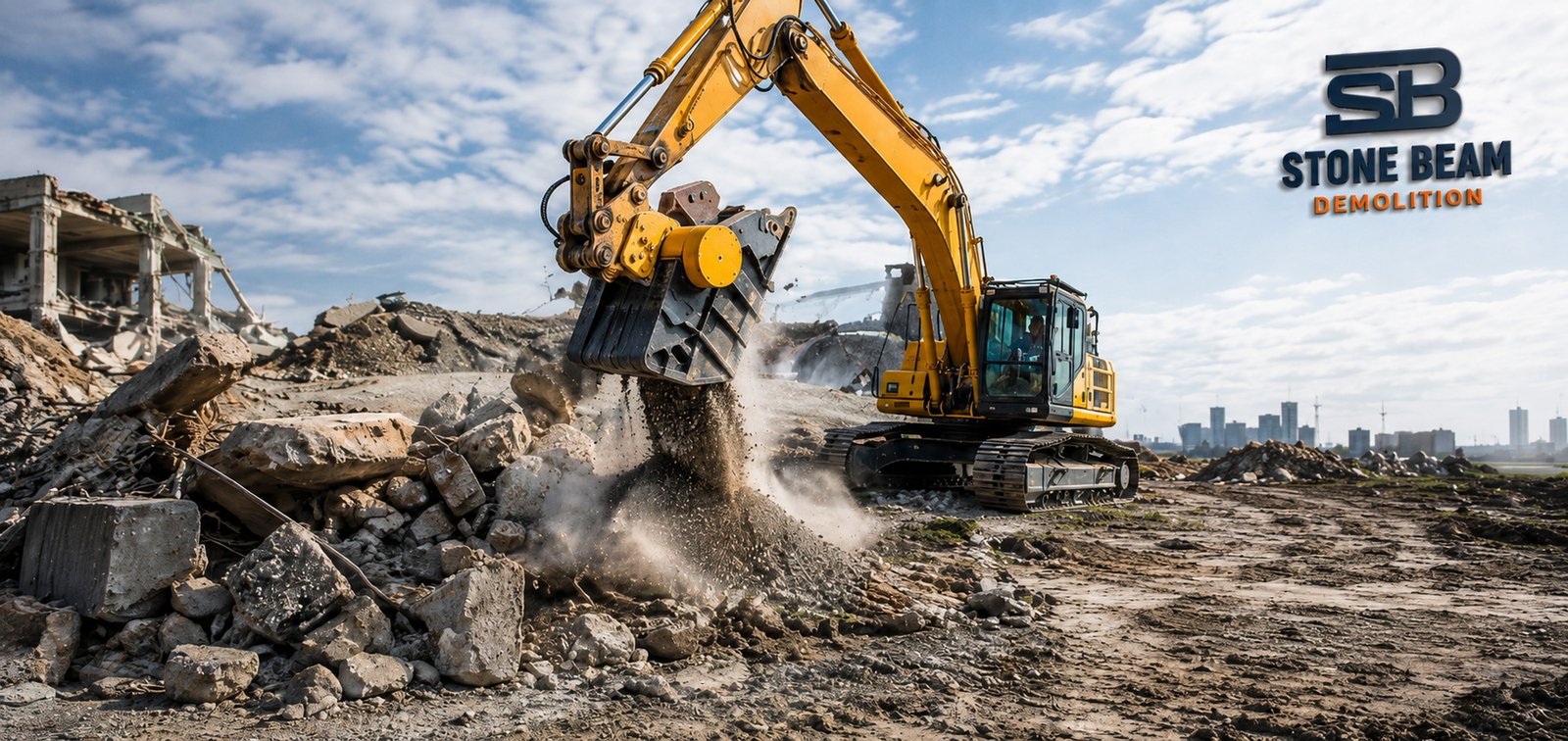Demolition company in Dubai showing controlled demolition operations, structural removal and coordinated site activities