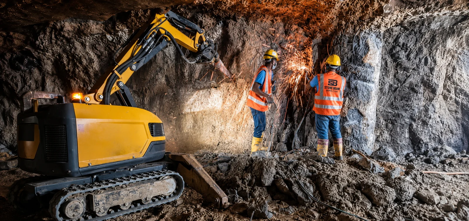 Specialist demolition services in Dubai showing concrete cutting, excavation and controlled demolition coordination
