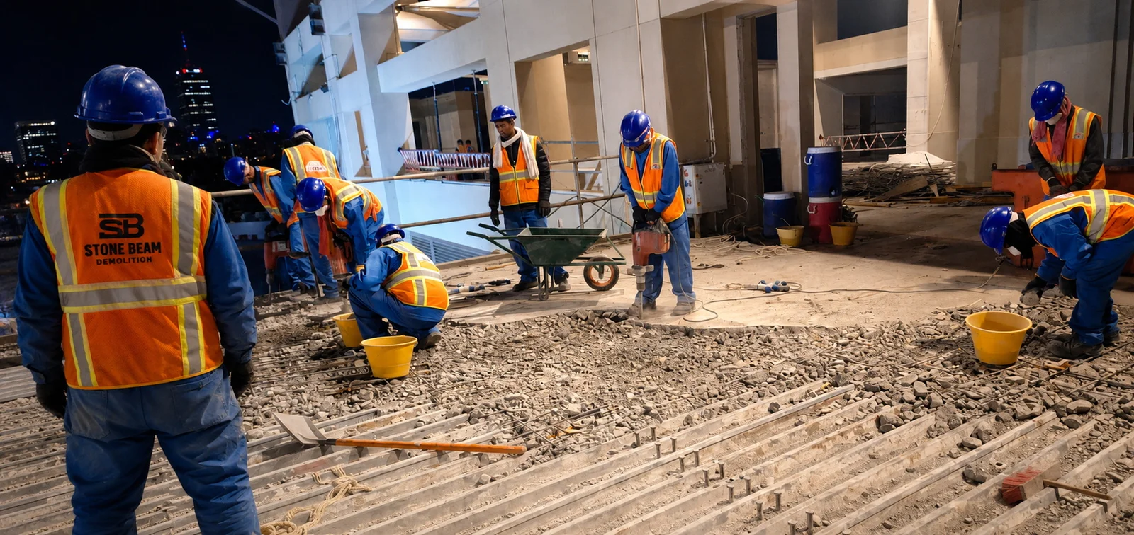 Asbestos removal in Dubai showing controlled removal works, site safety measures and coordinated handling of hazardous materials