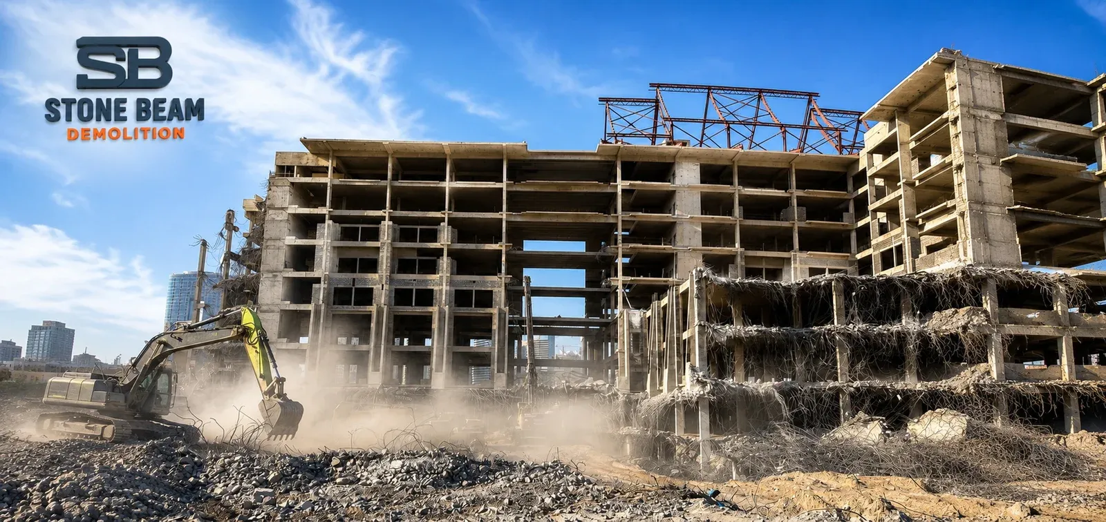 Stone Beam demolition company in Dubai carrying out professional demolition works with specialist equipment and controlled site operations