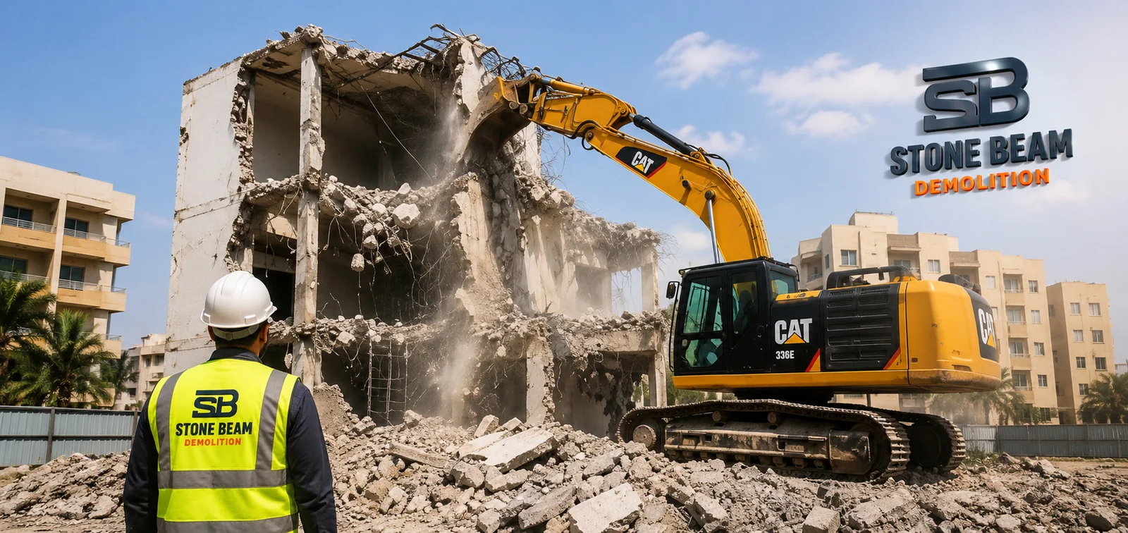 Conventional demolition in Dubai integrated with specialist services such as concrete cutting, excavation and controlled demolition support