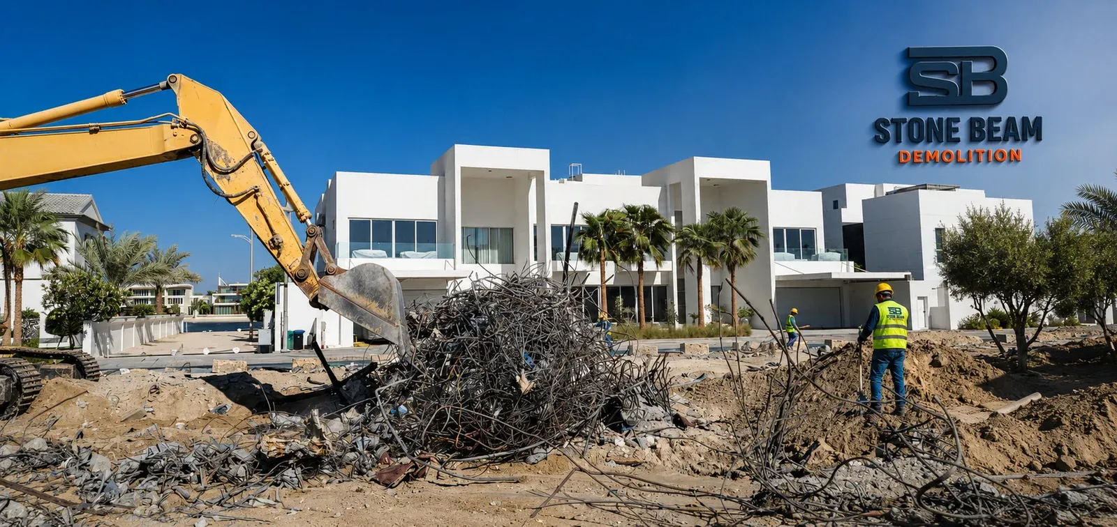 Villa demolition in Dubai with permit and NOC coordination before controlled demolition work begins