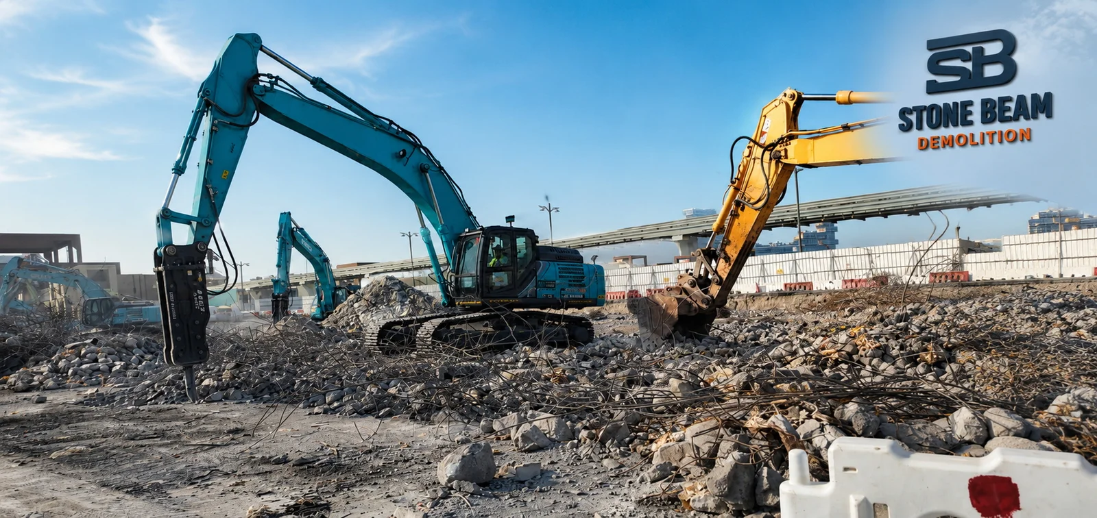 Stone Beam demolition company in Dubai carrying out professional demolition works with controlled site operations and specialist equipment