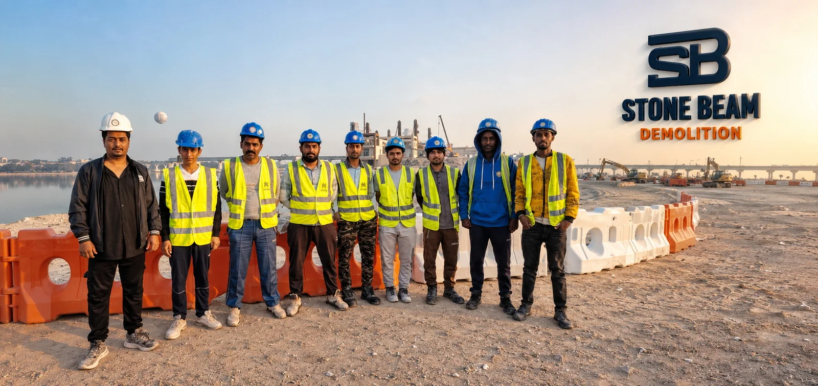 Stone Beam demolition company in Dubai carrying out controlled demolition works with specialist equipment and coordinated site operations