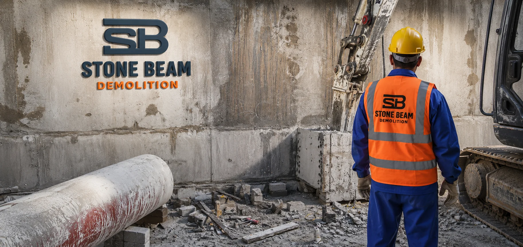 Waler beams cutting in Dubai showing controlled removal works inside an excavation support system with Stone Beam site supervision